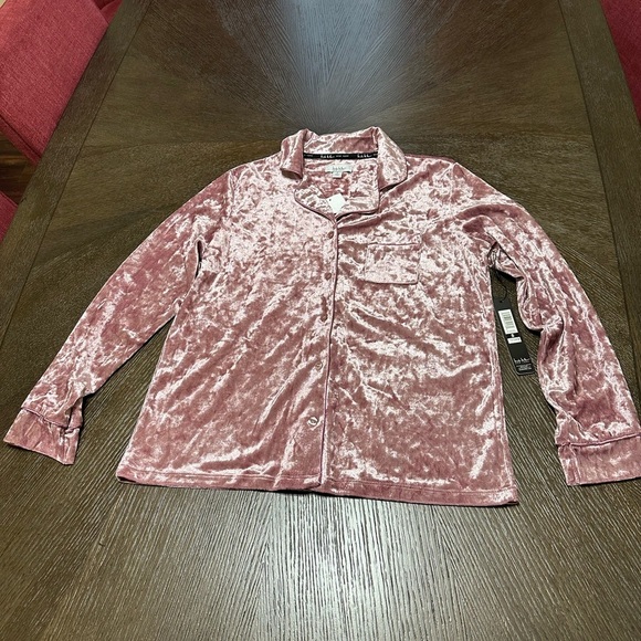 NWT Nicole Miller Crushed Velvet Mauve Fusion Pajama Top, Women’s size Small - Picture 4 of 11